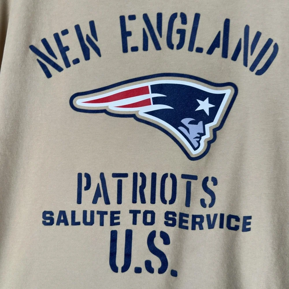 New England Patriots Shirt Mens Large Beige NFL Football Salute To Service‎ Nike